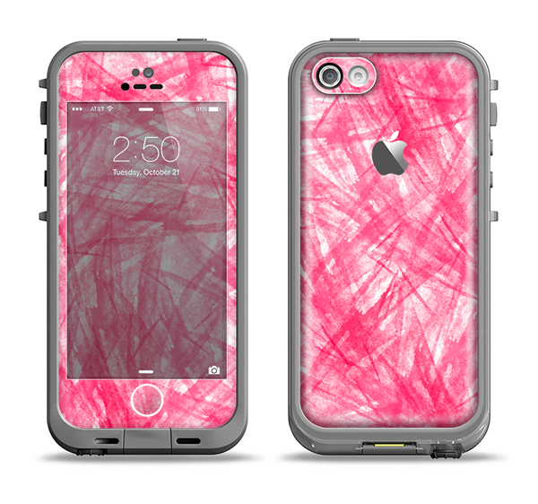The Subtle Pink Watercolor Strokes Apple iPhone 5c LifeProof Fre Case Skin Set