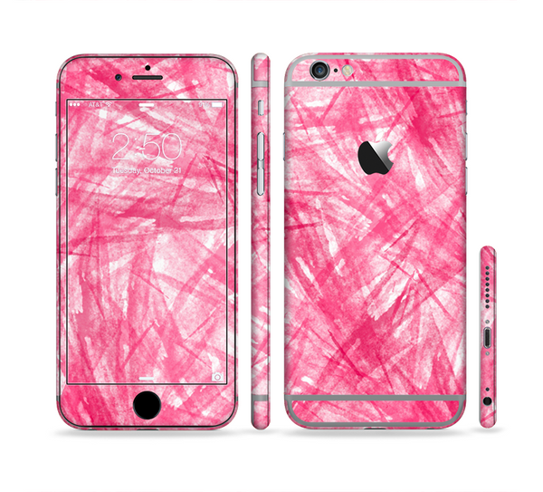 The Subtle Pink Watercolor Strokes Sectioned Skin Series for the Apple iPhone 6 Plus