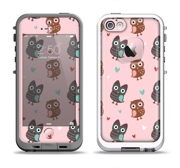 The Subtle Pink and Blue Vector Love Owls Apple iPhone 5-5s LifeProof Fre Case Skin Set