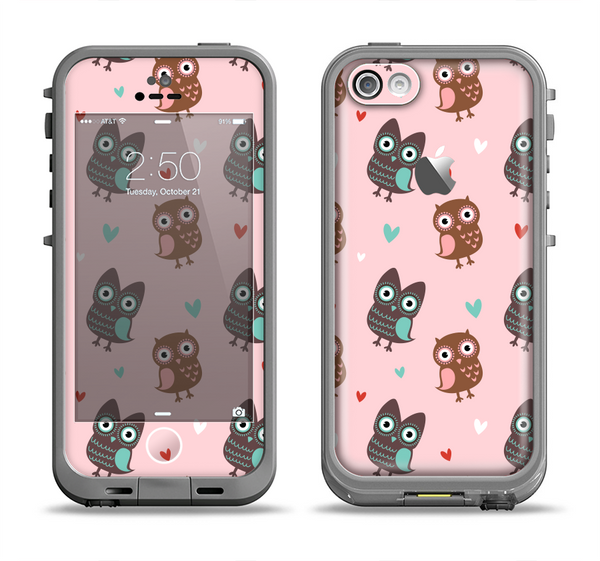 The Subtle Pink and Blue Vector Love Owls Apple iPhone 5c LifeProof Fre Case Skin Set