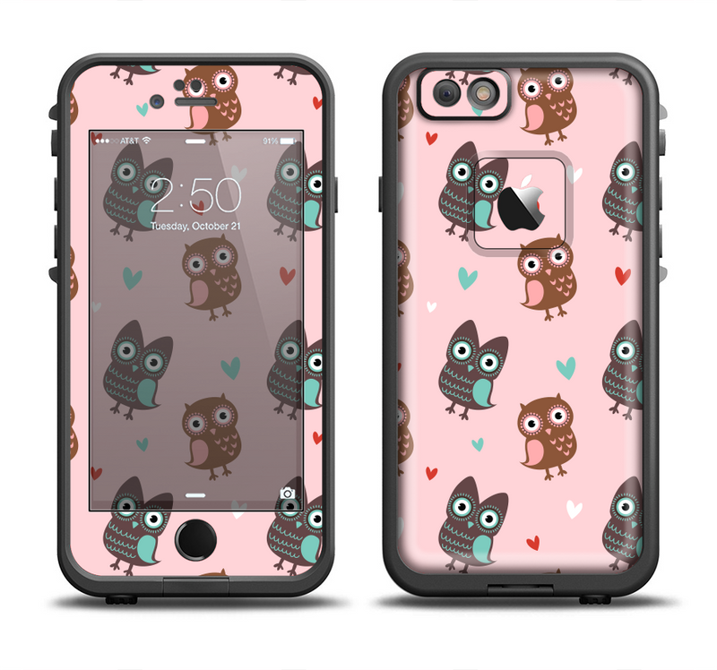 The Subtle Pink and Blue Vector Love Owls Apple iPhone 6/6s Plus LifeProof Fre Case Skin Set