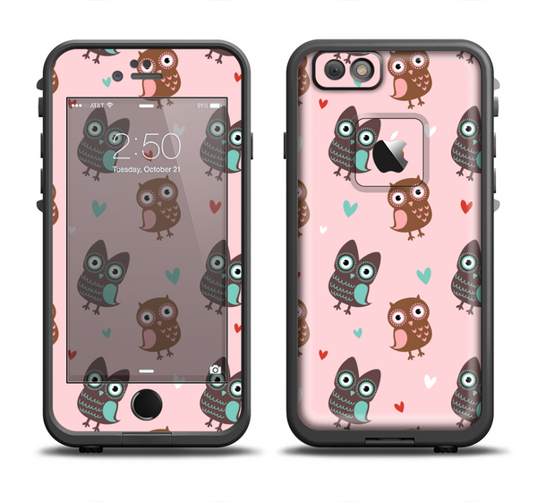 The Subtle Pink and Blue Vector Love Owls Apple iPhone 6 LifeProof Fre Case Skin Set
