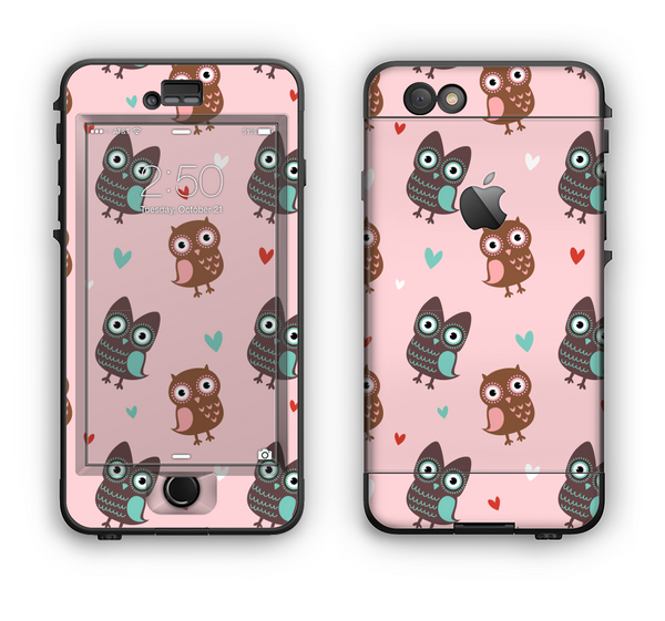 The Subtle Pink and Blue Vector Love Owls Apple iPhone 6 LifeProof Nuud Case Skin Set