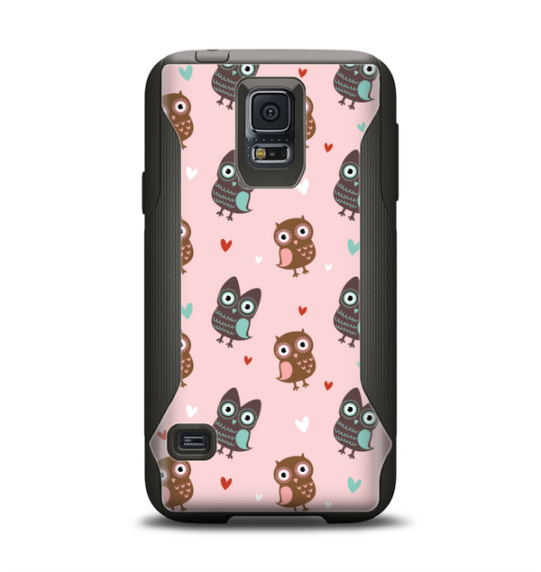The Subtle Pink and Blue Vector Love Owls Samsung Galaxy S5 Otterbox Commuter Case Skin Set