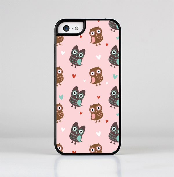 The Subtle Pink and Blue Vector Love Owls Skin-Sert for the Apple iPhone 5c Skin-Sert Case