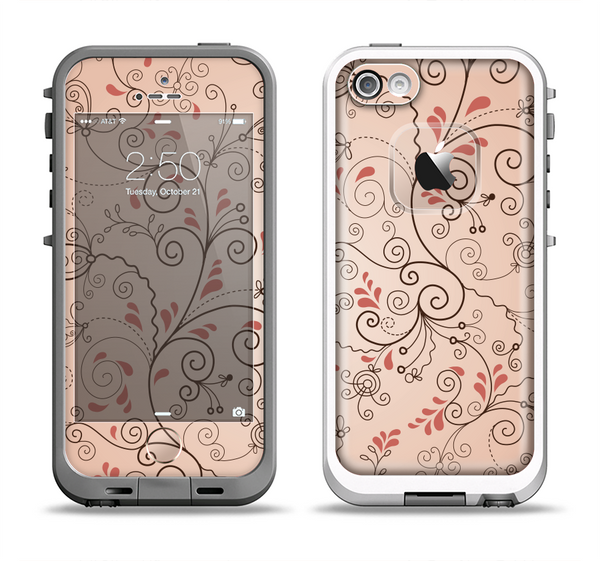 The Subtle Pinks Laced Design Apple iPhone 5-5s LifeProof Fre Case Skin Set