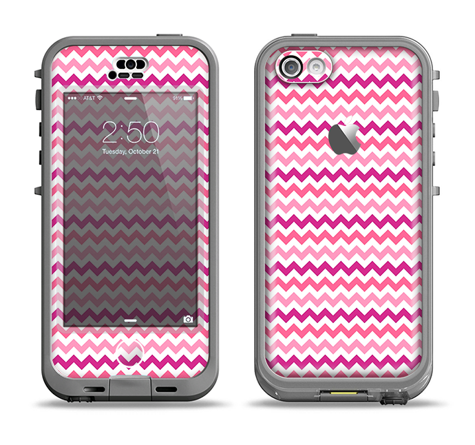 The Subtle Pinks and White Chevron Pattern Apple iPhone 5c LifeProof Nuud Case Skin Set