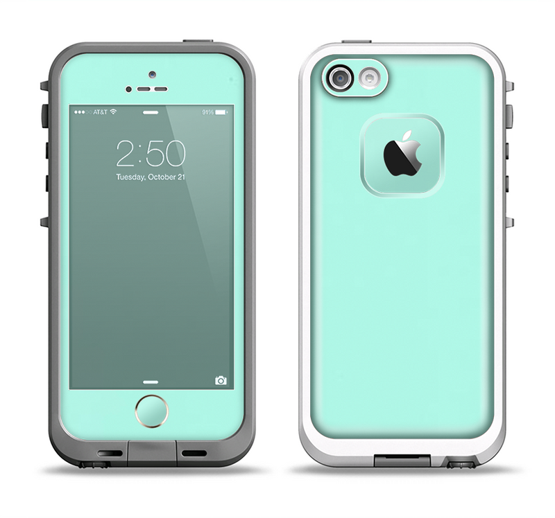 The Subtle Solid Green Apple iPhone 5-5s LifeProof Fre Case Skin Set