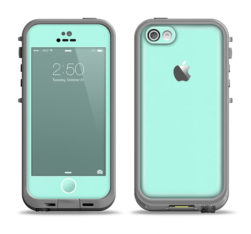 The Subtle Solid Green Apple iPhone 5c LifeProof Fre Case Skin Set