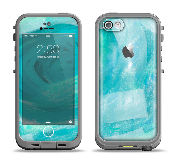 The Subtle Teal Watercolor Apple iPhone 5c LifeProof Fre Case Skin Set