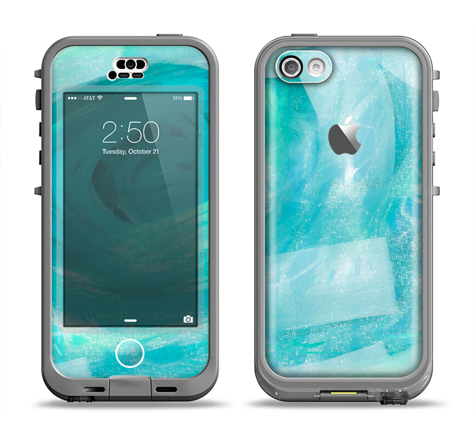 The Subtle Teal Watercolor Apple iPhone 5c LifeProof Nuud Case Skin Set