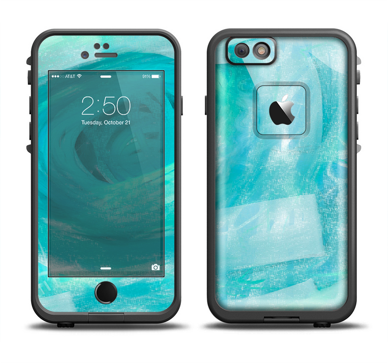 The Subtle Teal Watercolor Apple iPhone 6/6s Plus LifeProof Fre Case Skin Set