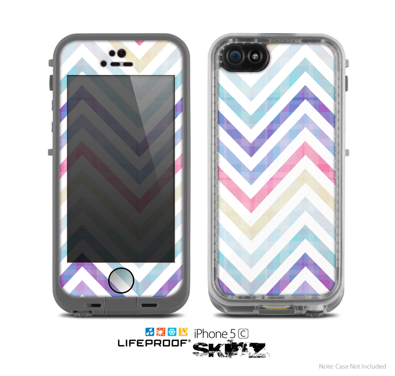 The Subtle Vintage Multi-Colored Chevron Pattern Skin for the Apple iPhone 5c LifeProof Case