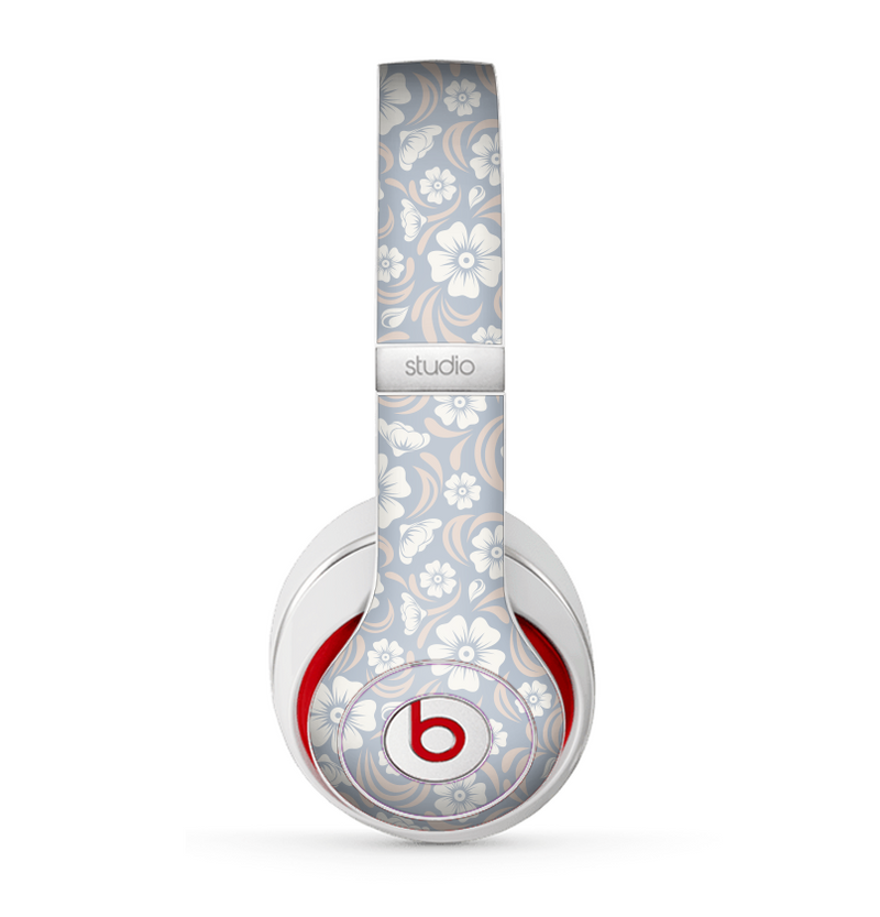 The Subtle White and Blue Floral Laced V32 Skin for the Beats by Dre Studio (2013+ Version) Headphones