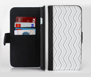 The Subtle Wide White & Gray Chevron Ink-Fuzed Leather Folding Wallet Credit-Card Case for the Apple iPhone 6/6s, 6/6s Plus, 5/5s and 5c