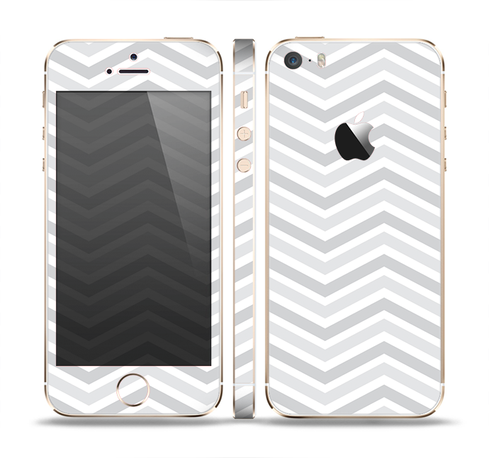 The Subtle Wide White & Gray Chevron Skin Set for the Apple iPhone 5s