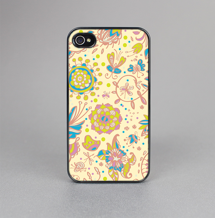 The Subtle Yellow & Pink Sketched Lace Patterns v21 Skin-Sert for the Apple iPhone 4-4s Skin-Sert Case