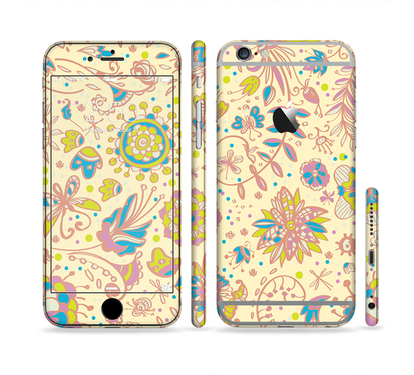 The Subtle Yellow & Pink Sketched Lace Patterns v21 Sectioned Skin Series for the Apple iPhone 6 Plus