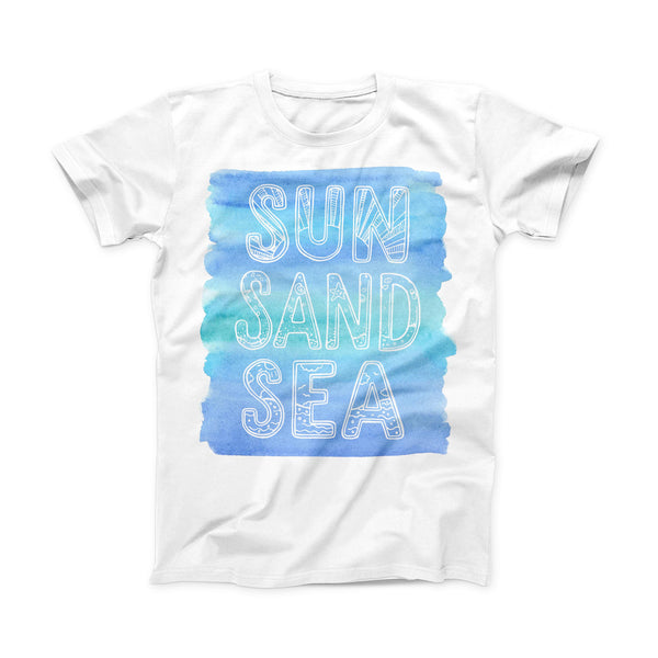 The Sun Sand Sea ink-Fuzed Front Spot Graphic Unisex Soft-Fitted Tee Shirt