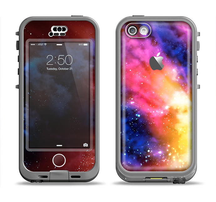 The Super Nova Neon Explosion Apple iPhone 5c LifeProof Nuud Case Skin Set