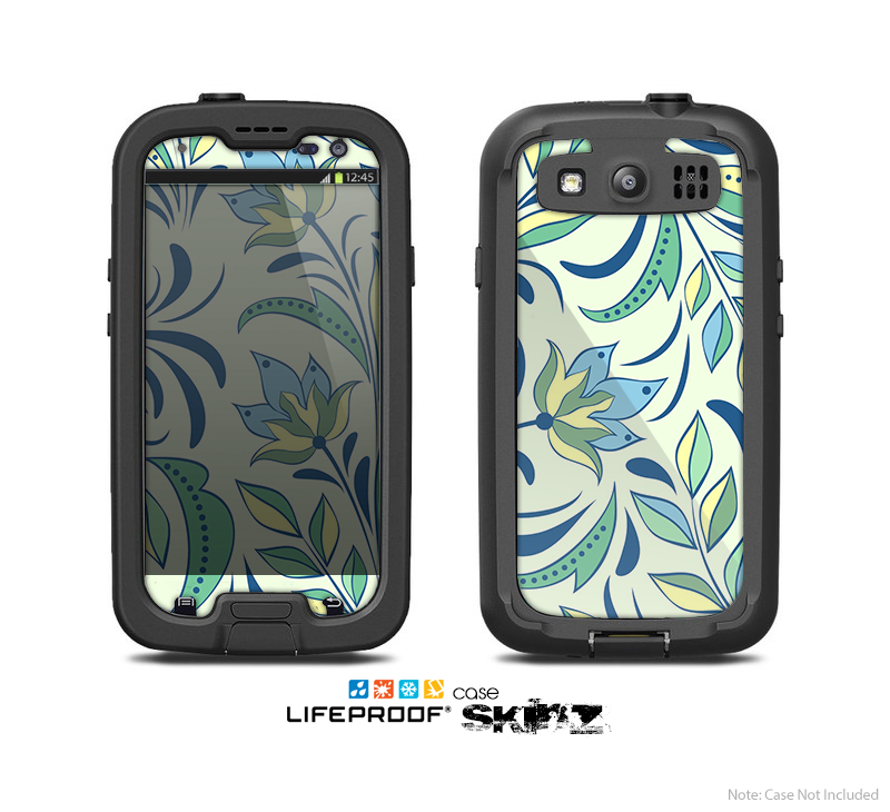 The Sutble Green Floral Vector Pattern Skin For The Samsung Galaxy S3 LifeProof Case