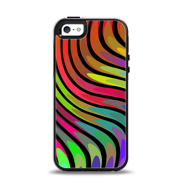 The Swirled Neon Abstract Lines Apple iPhone 5-5s Otterbox Symmetry Case Skin Set