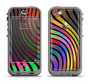 The Swirled Neon Abstract Lines Apple iPhone 5c LifeProof Nuud Case Skin Set