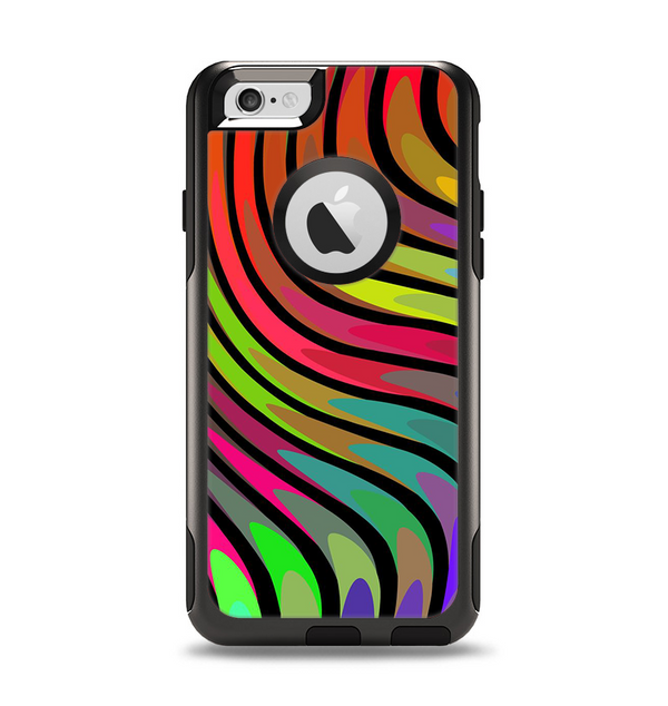The Swirled Neon Abstract Lines Apple iPhone 6 Otterbox Commuter Case Skin Set