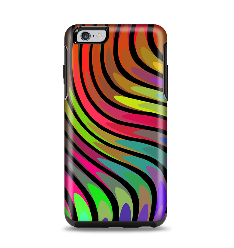 The Swirled Neon Abstract Lines Apple iPhone 6 Plus Otterbox Symmetry Case Skin Set