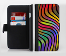 The Swirled Neon Abstract Lines Ink-Fuzed Leather Folding Wallet Credit-Card Case for the Apple iPhone 6/6s, 6/6s Plus, 5/5s and 5c
