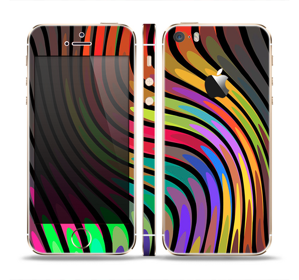 The Swirled Neon Abstract Lines Skin Set for the Apple iPhone 5s