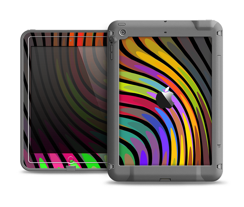 The Swirled Neon Abstract Lines Apple iPad Air LifeProof Fre Case Skin Set