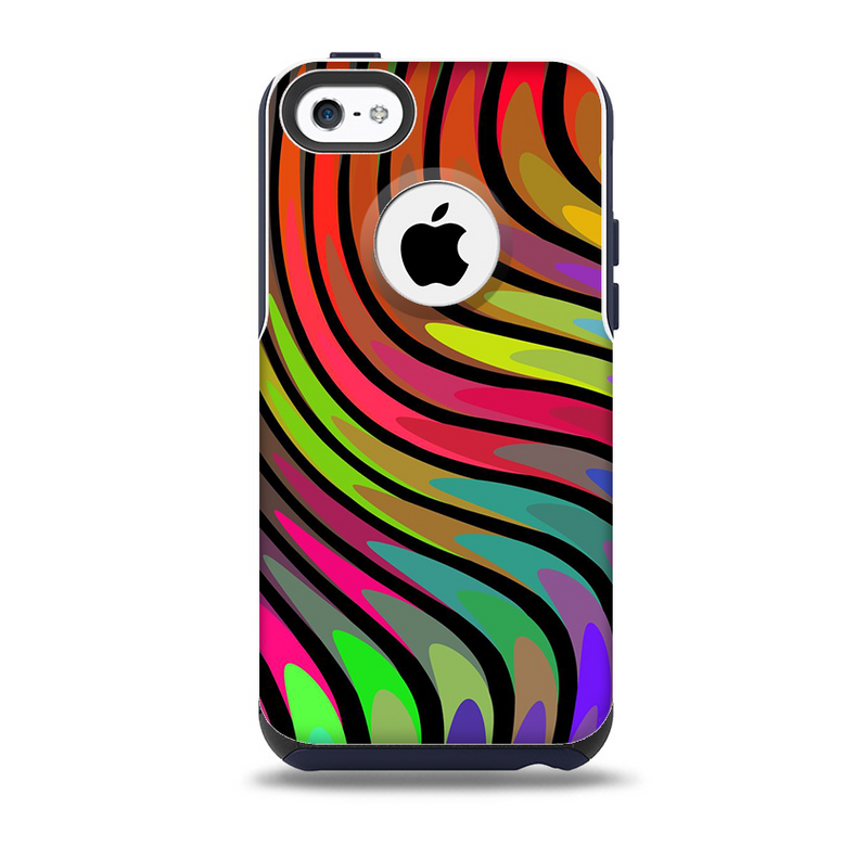 The Swirled Neon Abstract Lines Skin for the iPhone 5c OtterBox Commuter Case