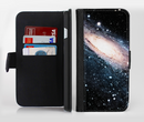 The Swirling Glowing Starry Galaxy Ink-Fuzed Leather Folding Wallet Credit-Card Case for the Apple iPhone 6/6s, 6/6s Plus, 5/5s and 5c