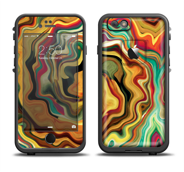 The Swirly Abstract Golden Surface Apple iPhone 6 LifeProof Fre Case Skin Set