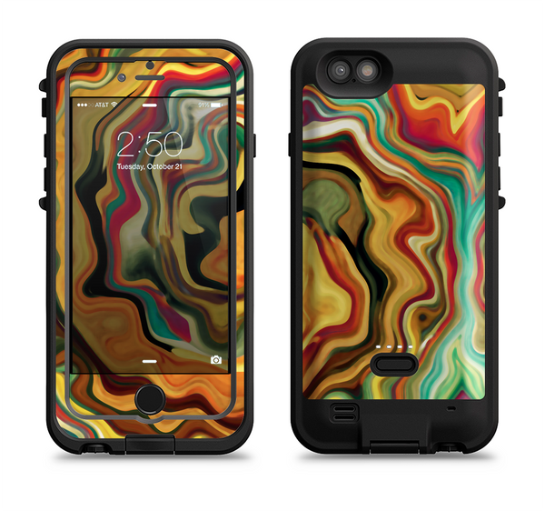 The Swirly Abstract Golden Surface Apple iPhone 6/6s LifeProof Fre POWER Case Skin Set