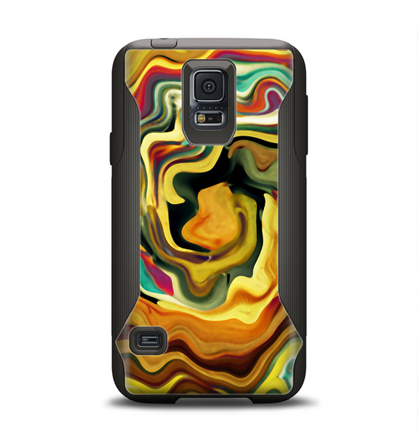 The Swirly Abstract Golden Surface Samsung Galaxy S5 Otterbox Commuter Case Skin Set