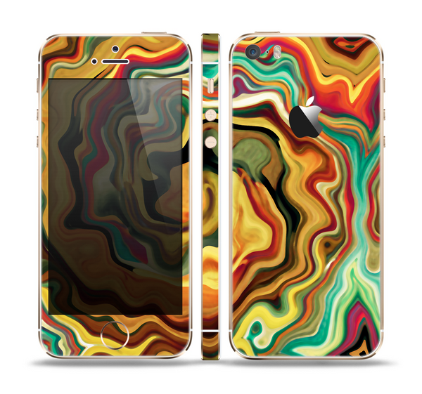 The Swirly Abstract Golden Surface Skin Set for the Apple iPhone 5s