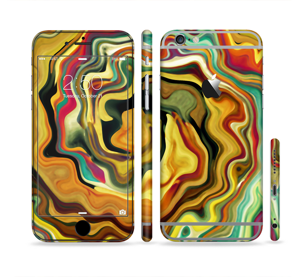 The Swirly Abstract Golden Surface Sectioned Skin Series for the Apple iPhone 6 Plus