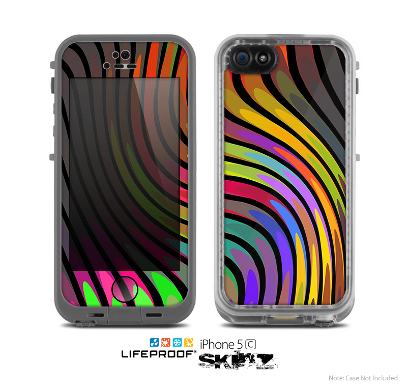 The Swirly Color Change Lines Skin for the Apple iPhone 5c LifeProof Case