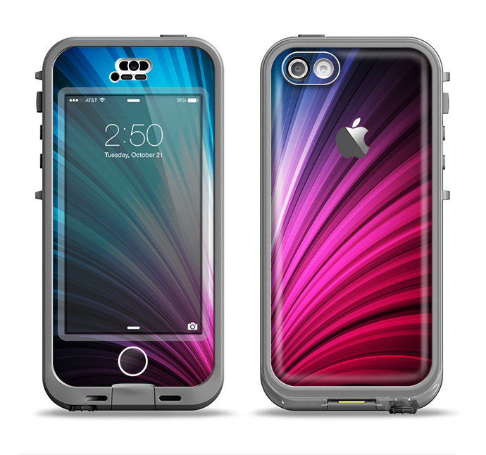 The Swirly HD Pink & Blue Lines Apple iPhone 5c LifeProof Nuud Case Skin Set
