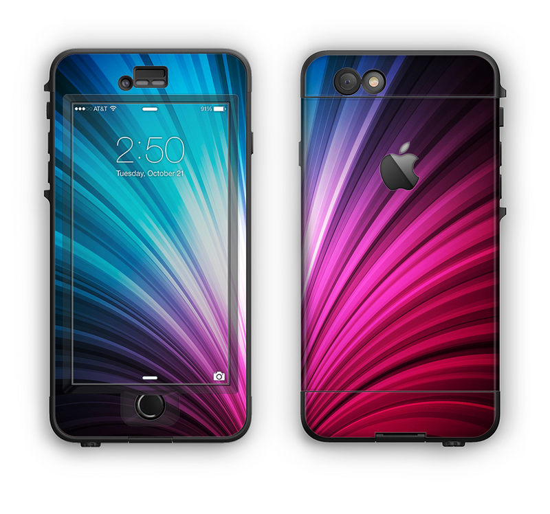 The Swirly HD Pink & Blue Lines Apple iPhone 6 LifeProof Nuud Case Skin Set