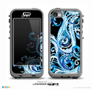 The Swirly Vector Water-Splash Pattern on Black Skin for the iPhone 5c nüüd LifeProof Case