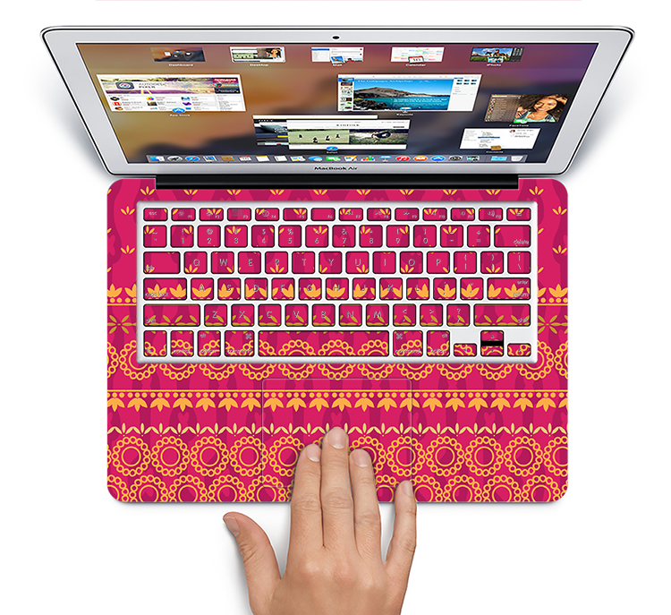 The Tall Pink & Orange Floral Vector Pattern Skin Set for the Apple MacBook Pro 15" with Retina Display