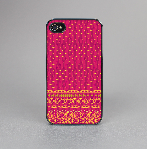 The Tall Pink & Orange Floral Vector Pattern Skin-Sert for the Apple iPhone 4-4s Skin-Sert Case