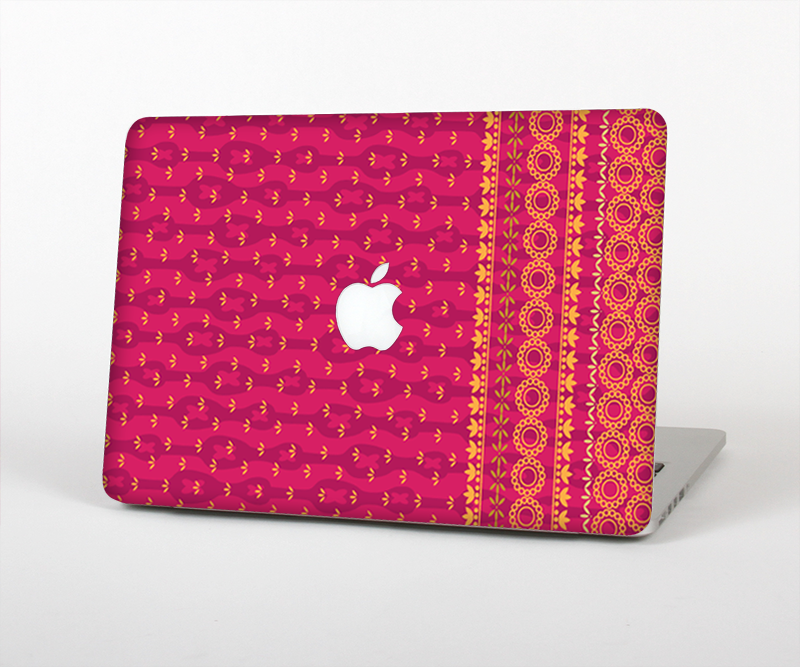 The Tall Pink & Orange Floral Vector Pattern Skin Set for the Apple MacBook Pro 15" with Retina Display