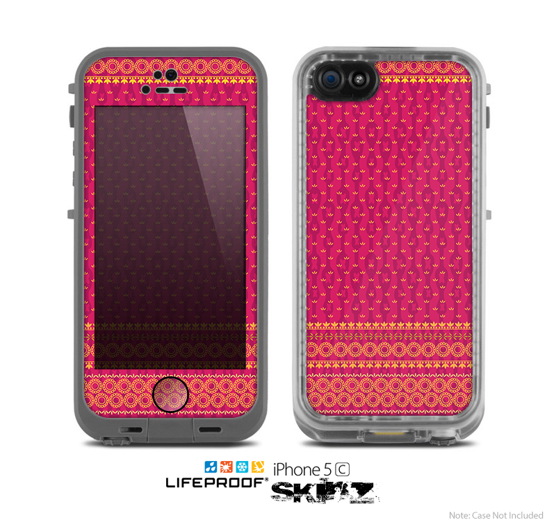 The Tall Pink & Orange Floral Vector Pattern Skin for the Apple iPhone 5c LifeProof Case