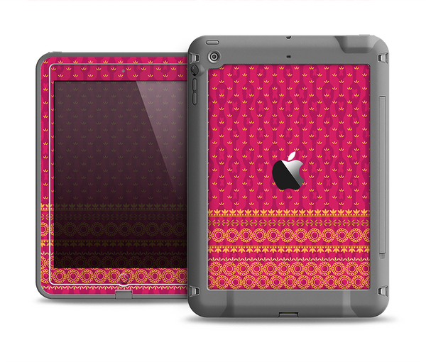 The Tall Pink & Orange Vintage Pattern Apple iPad Mini LifeProof Fre Case Skin Set