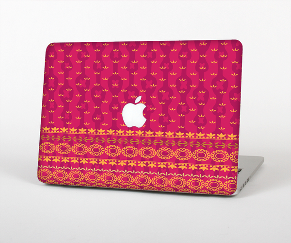 The Tall Pink & Orange Vintage Pattern Skin Set for the Apple MacBook Pro 15" with Retina Display