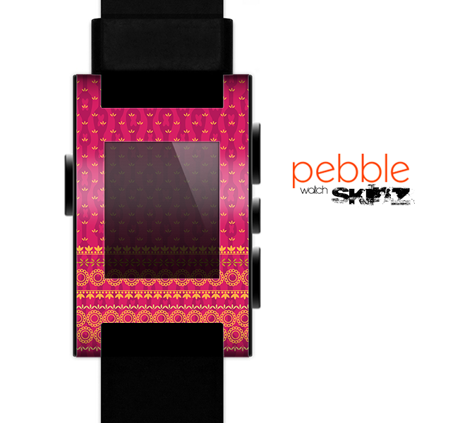 The Tall Pink & Orange Floral Vector Pattern Skin for the Pebble SmartWatch